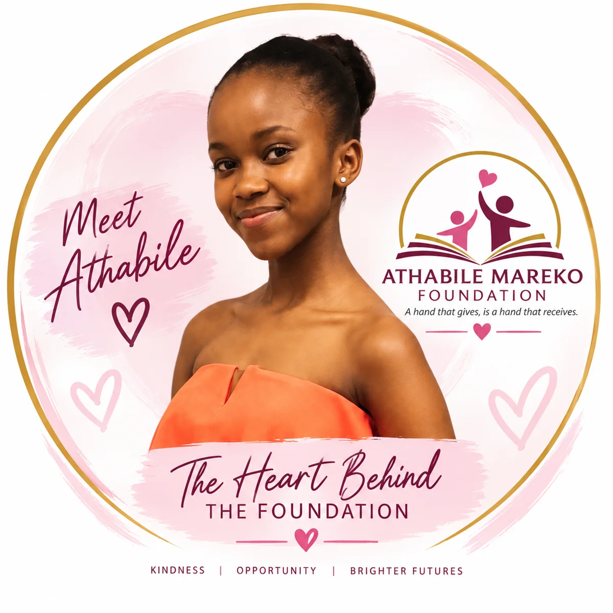 Athabile Mareko, founder of the Athabile Mareko Foundation, smiling in the school grounds